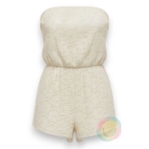 Vintage Charlotte Russe White Lace Romper L Made in USA Y2K